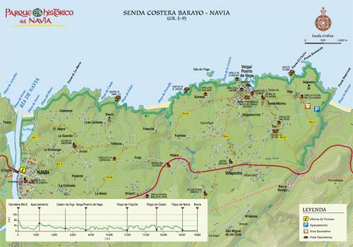Mapa de la Senda costera Barayo-Navia